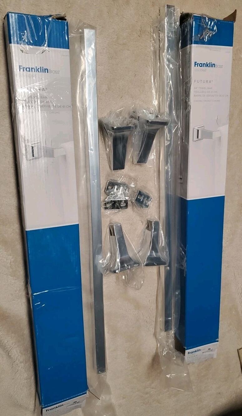 Franklin Brass Futura 24" Towel Bar Chrome D2424PC 2‑Pack Bathroom Hardware NEW